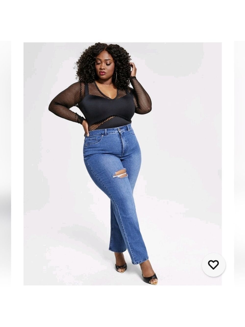 Nina Parker Slightly Distressed Blue Wide Leg Jeans